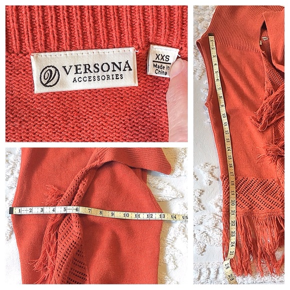 Versona Rust Orange Boho Fringe Vest - Picture 12 of 16